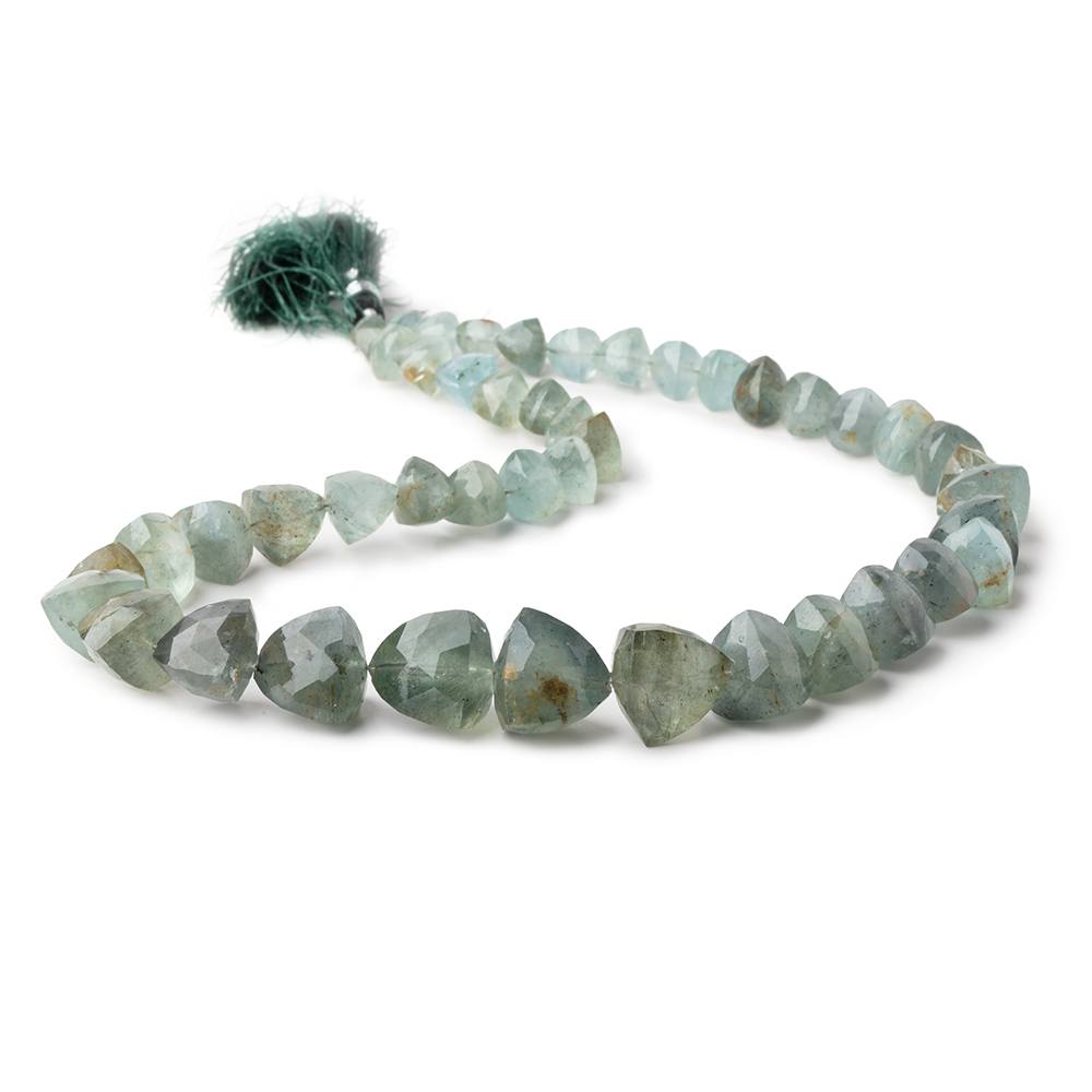 5-14mm Moss Aquamarine Faceted Trillion Beads 15 inch 46 pieces