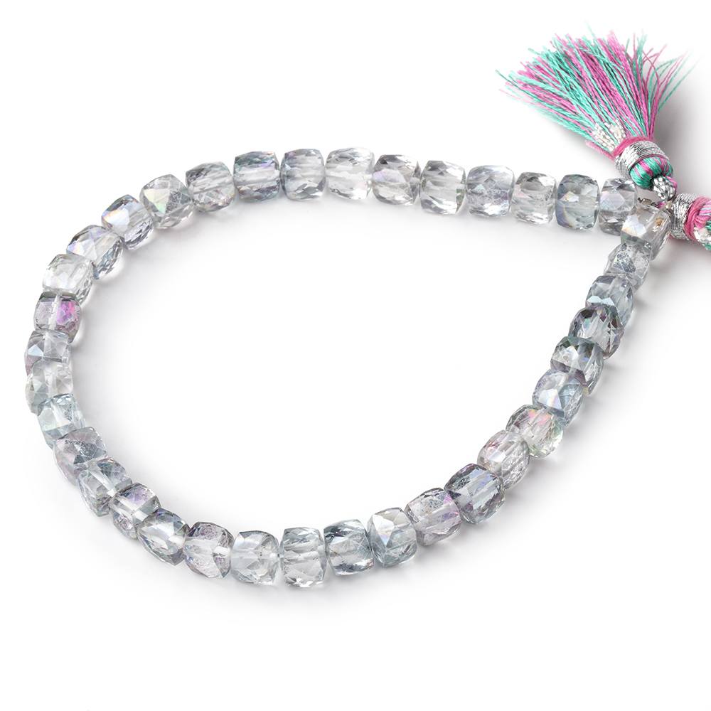 5-5.5mm Mystic White Topaz Faceted Cube Beads 8 inch 37 pieces