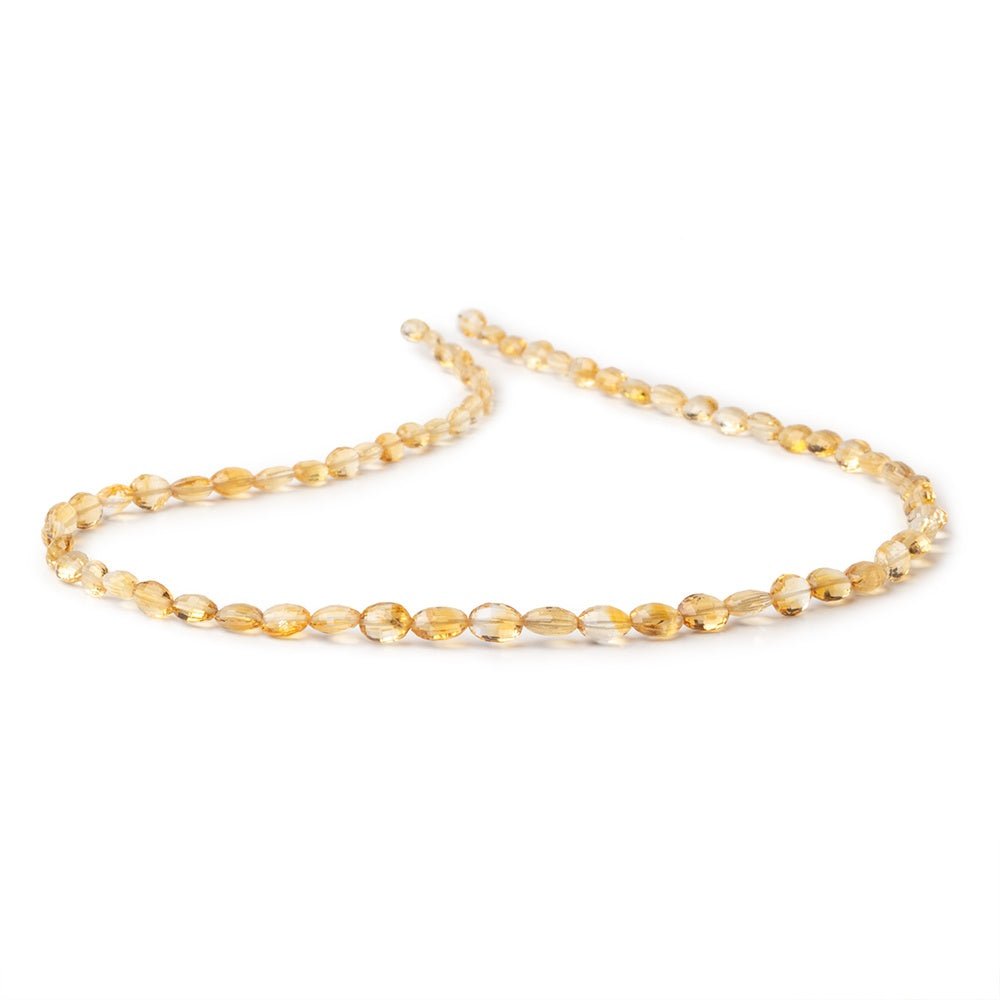 5-6.5mm Citrine Checkerboard Faceted Oval 16 inch 65 Beads