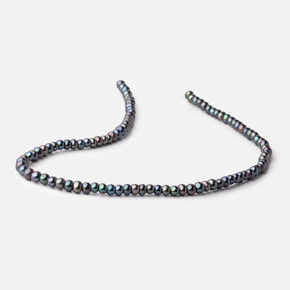 5-6mm Blue Peacock Off Round 2.5mm Large Hole Pearls 95 Beads