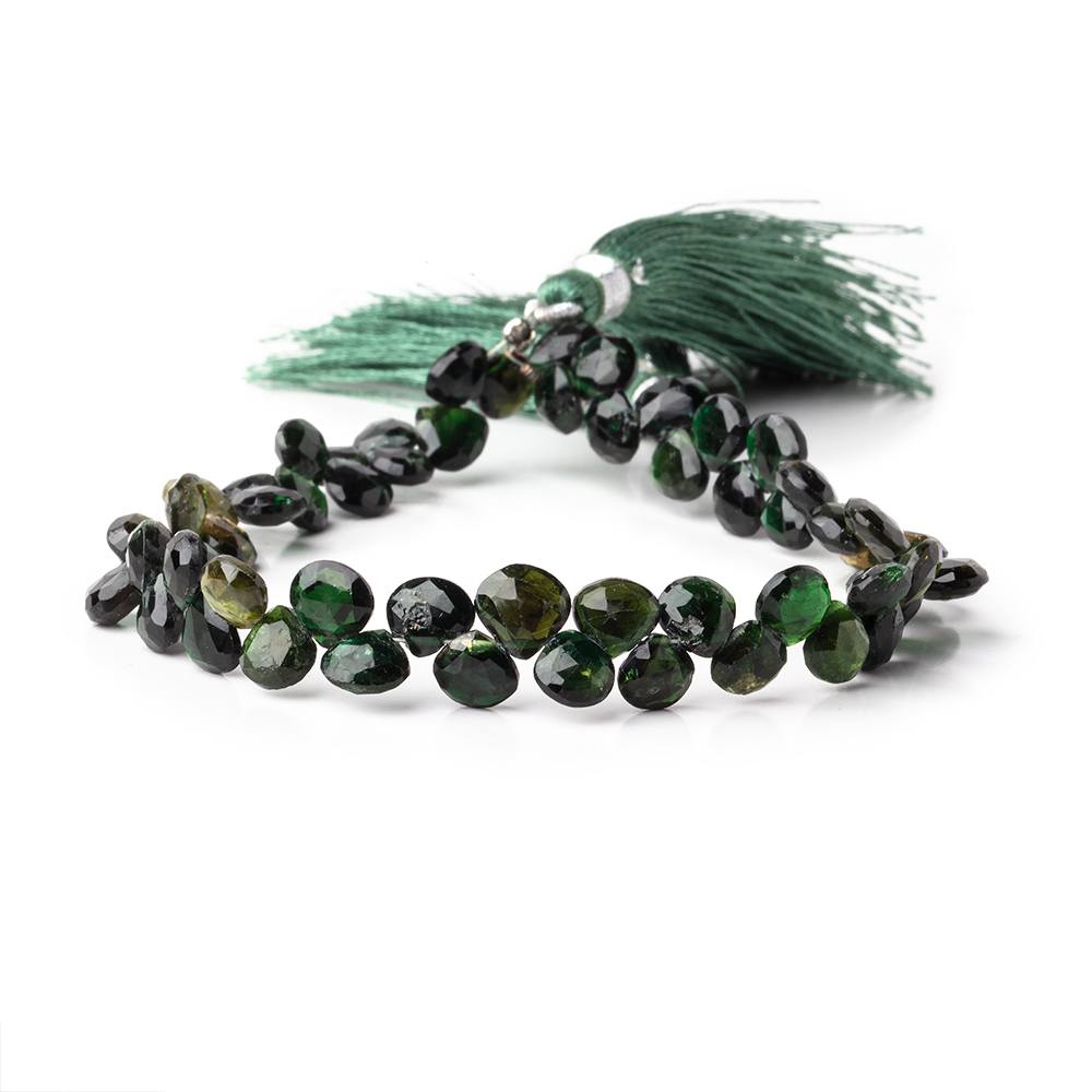 5-6mm Chrome Green Tourmaline Faceted Heart Beads 8 inch 58 pieces