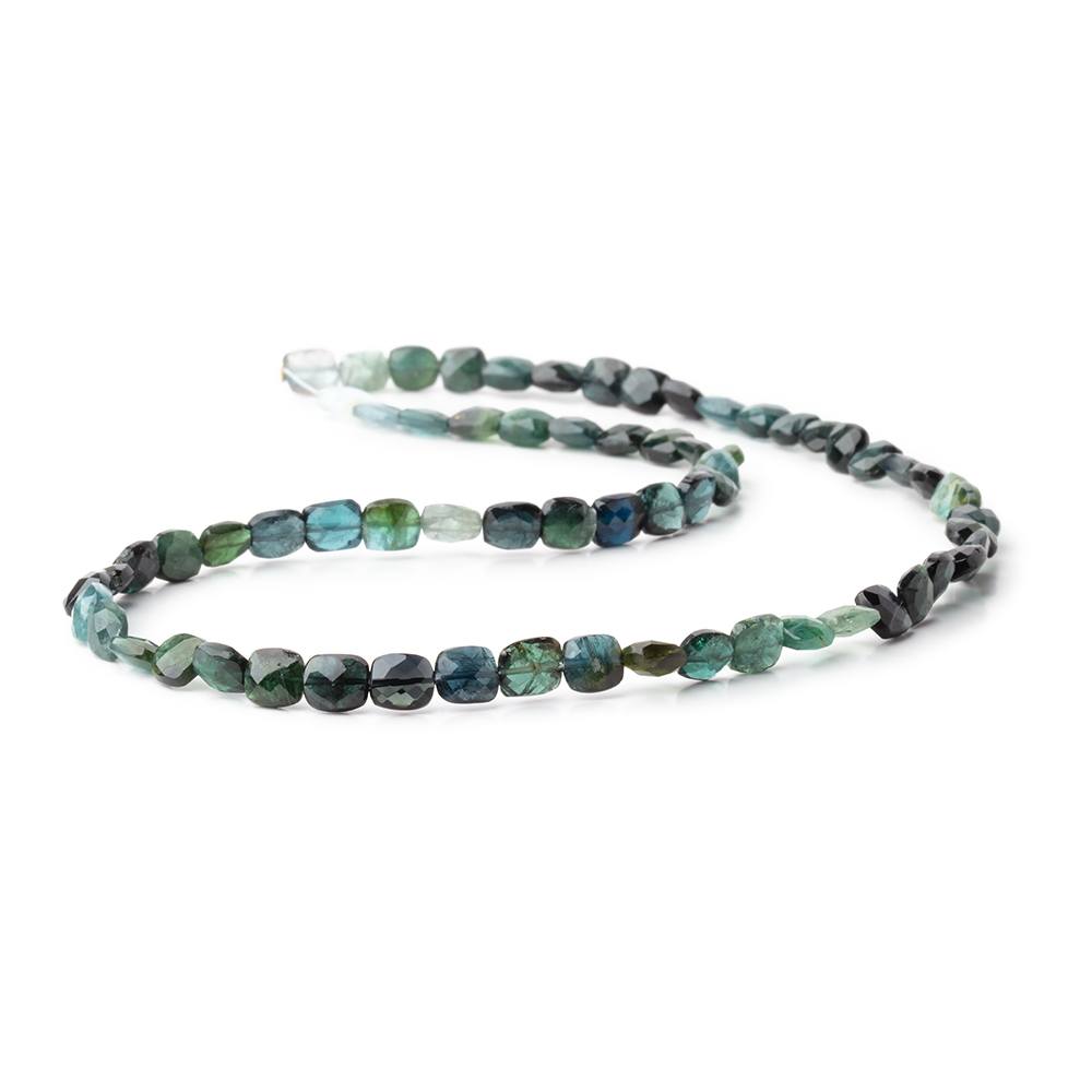 5-6mm Indicolite & Green Tourmaline Faceted Cushion 16 inch 58 Beads