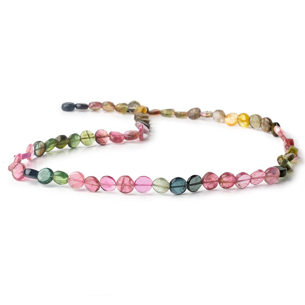 5-6mm Multi Color Tourmaline plain coins 14 inch 57 beads A