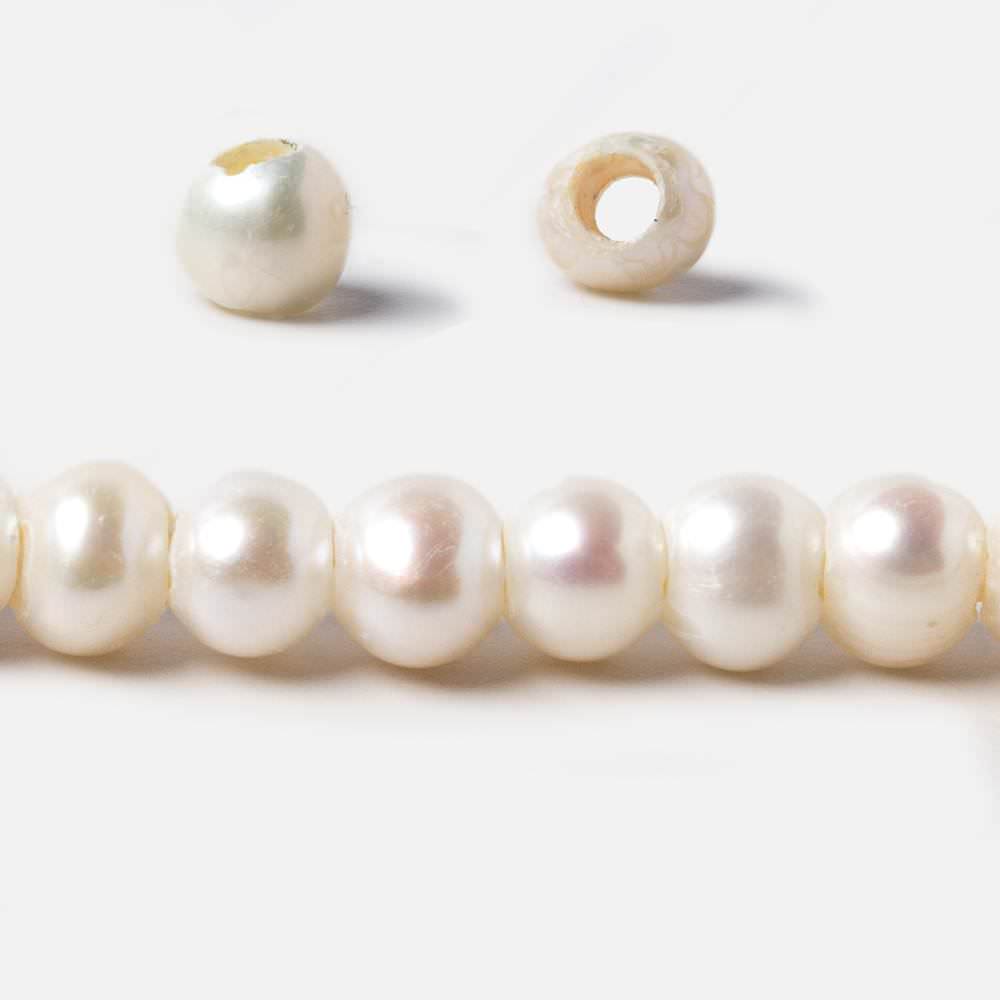 5-6mm Off White Off Round 2.5mm Large Hole Pearls 15 inch 78 pieces