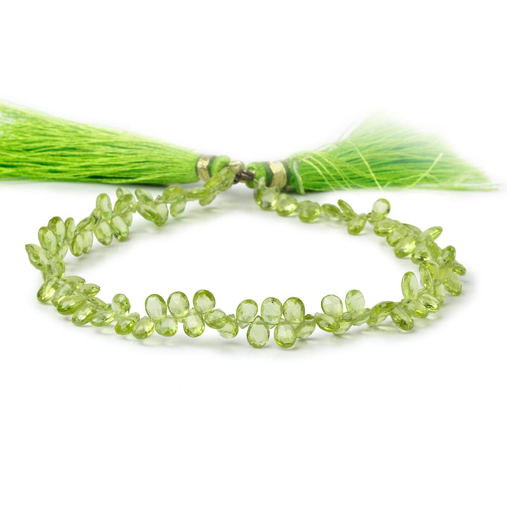 5-6mm Peridot Faceted Pear Beads 9 inch 90 pieces