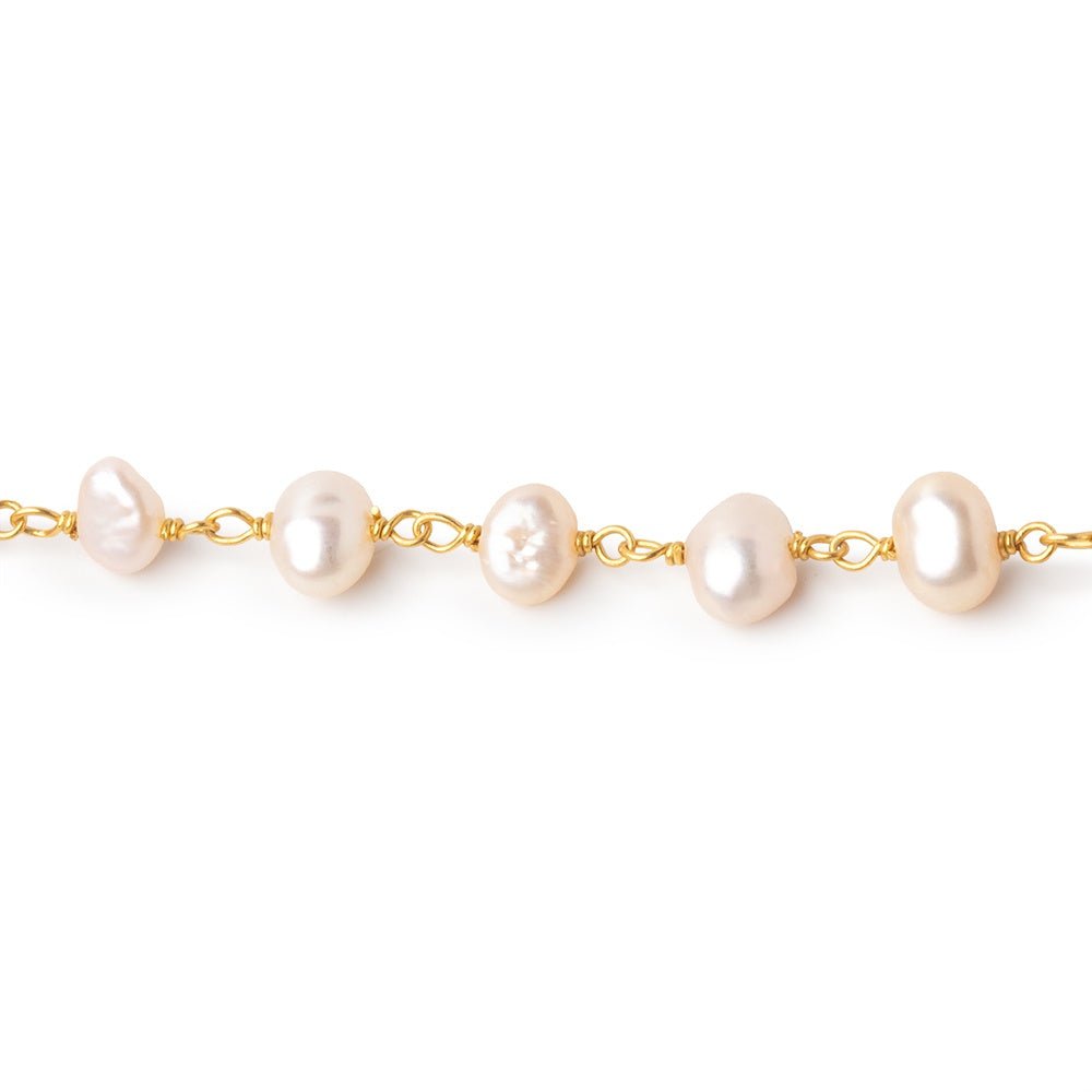 5-6mm Pink Baroque Pearls on Gold Plated Chain