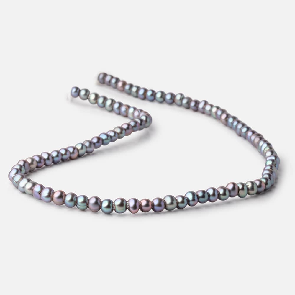 5-6mm Pistachio Peacock Off Round 2.5mm Large Hole Pearls 95 Beads