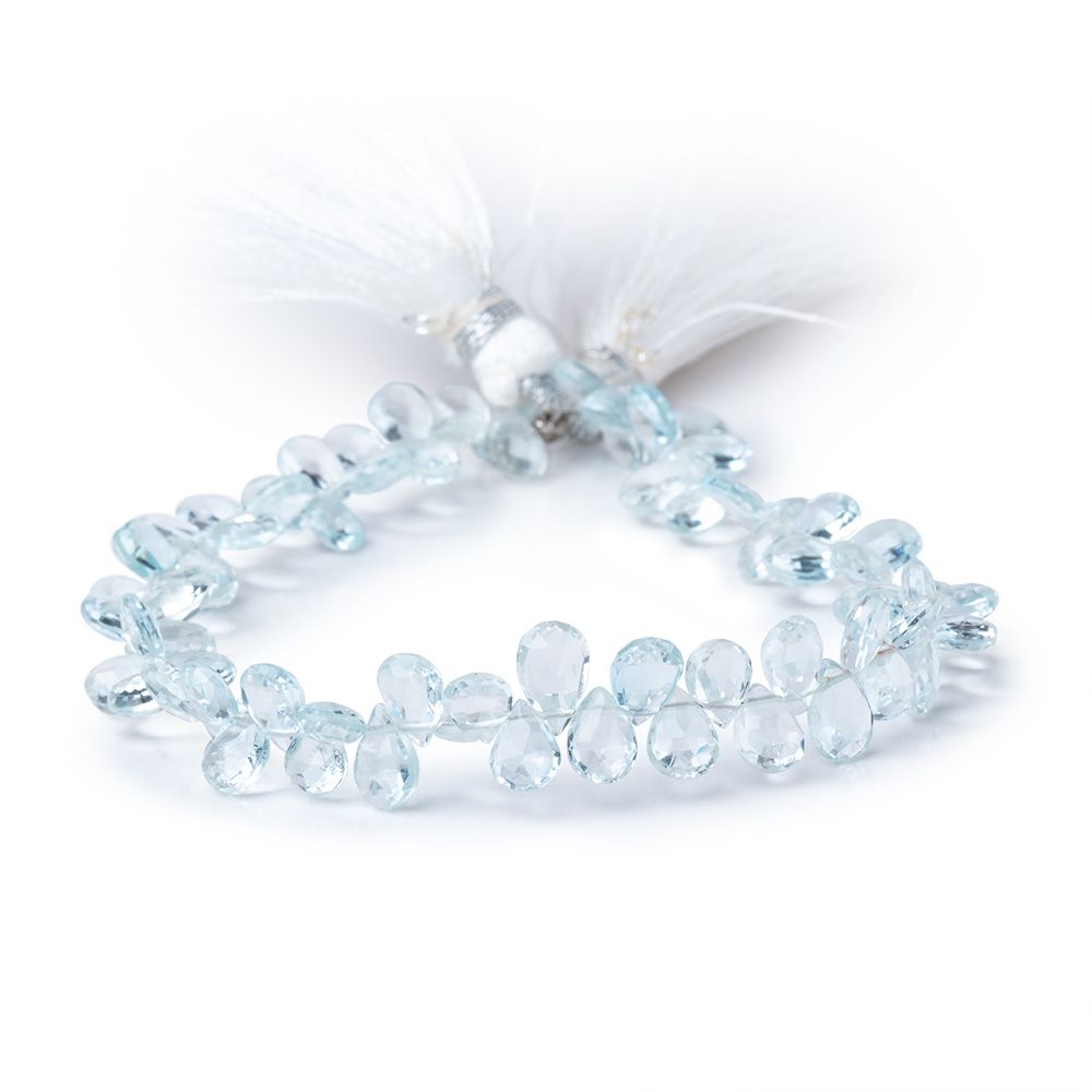 5-6mm Sky Blue Topaz Faceted Pear Beads 8 inch 76 pieces AA