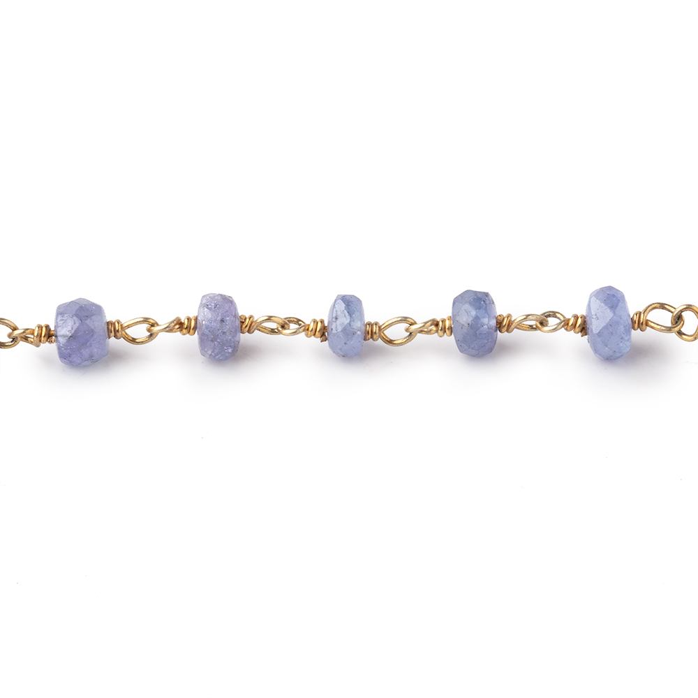 5-6mm Tanzanite Faceted Rondelle Beads on Vermeil Chain