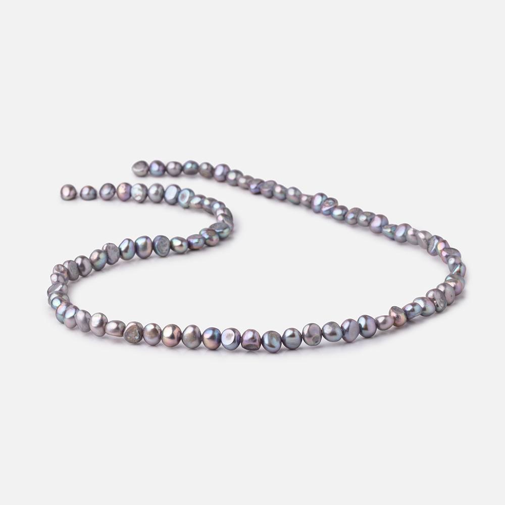 5-6mm Violet Silver Side Drill Baroque Freshwater Pearls 16 inch 82 Beads