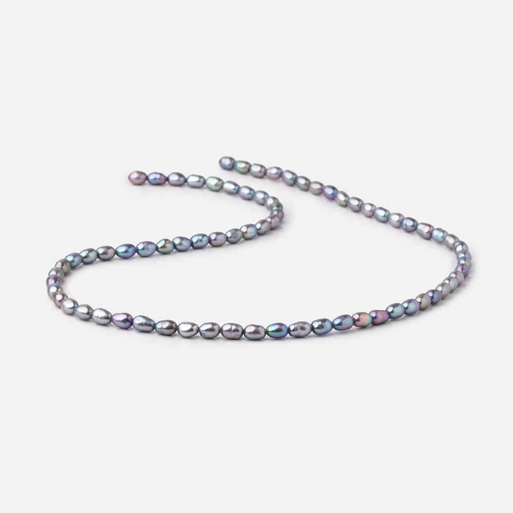 5-6mm Violet Silver Straight Drill Oval Freshwater Pearls 16 inch 72 Beads