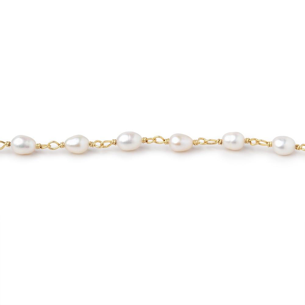 5-6mm White Oval Freshwater Pearls on Vermeil Chain