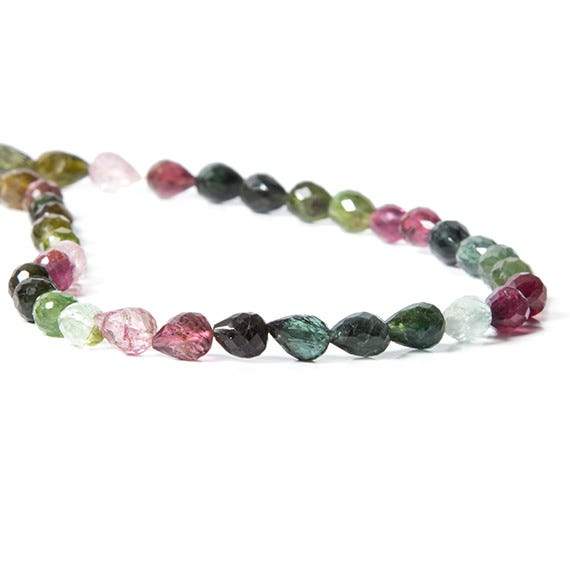 5-7mm Multi Color Tourmaline Beads Straight Drilled Tear Drop 50 pcs