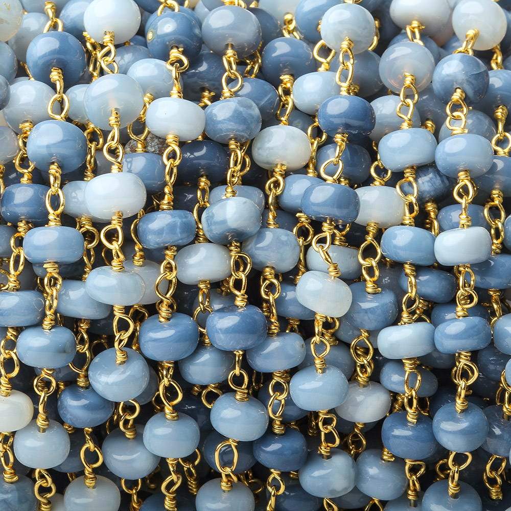 5-7mm Owyhee Blue Opal plain rondelle Vermeil Chain by the foot