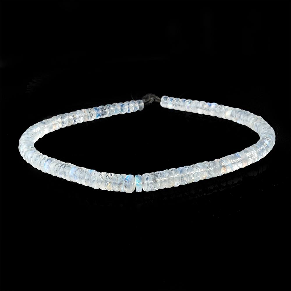 5-7mm Rainbow Moonstone Faceted Heshi Beads 10 inch 98 pieces AAA
