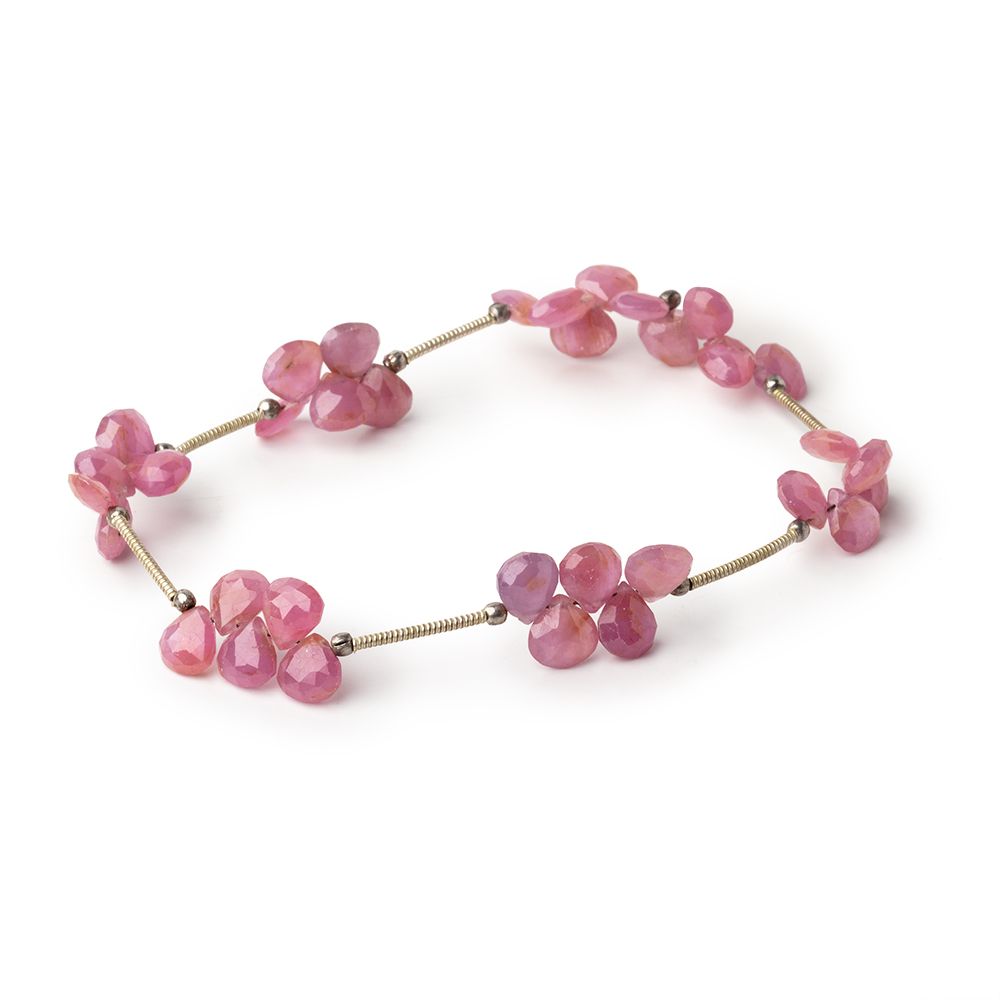 7mm Ruby Faceted Heart Beads 8 inch 35 pieces