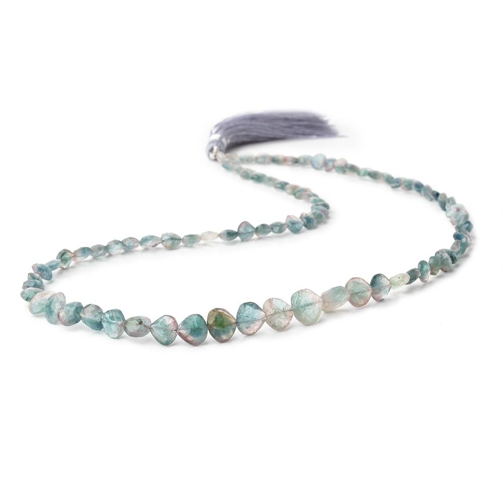 5-8mm Bi-Color Indicolite Tourmaline Faceted Heart Beads 16 inch 72 pieces