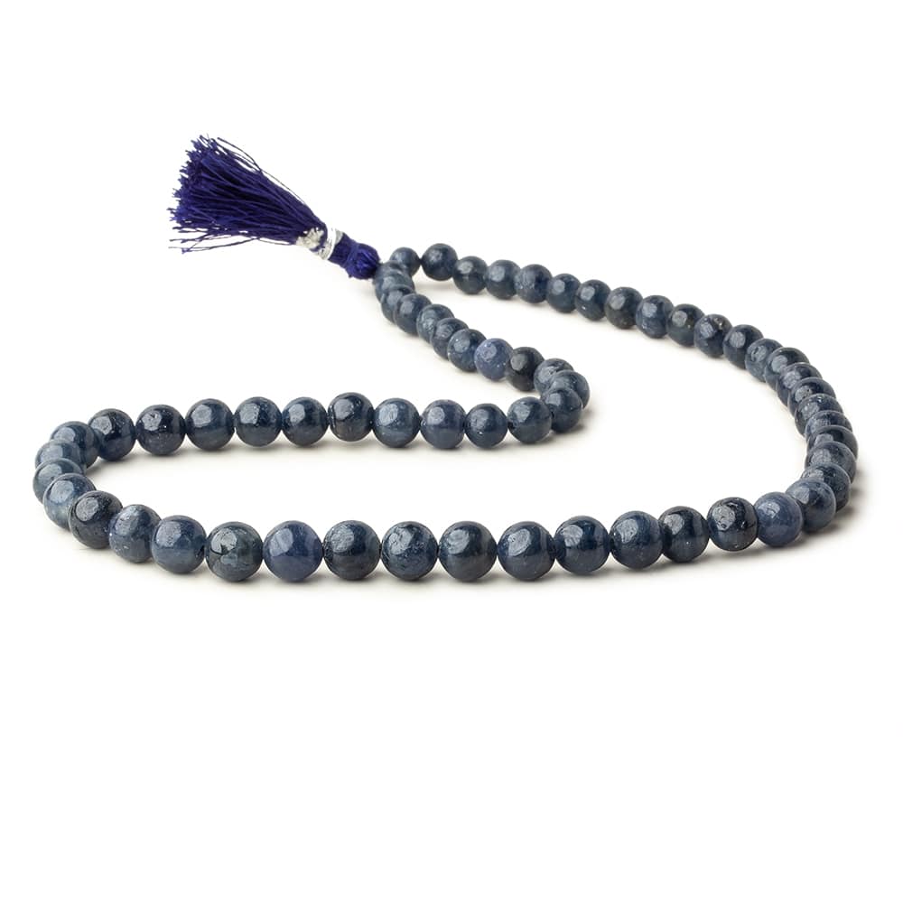 5-8mm Blue Sapphire Plain Round Beads 16 inch 62 pieces 1mm hole