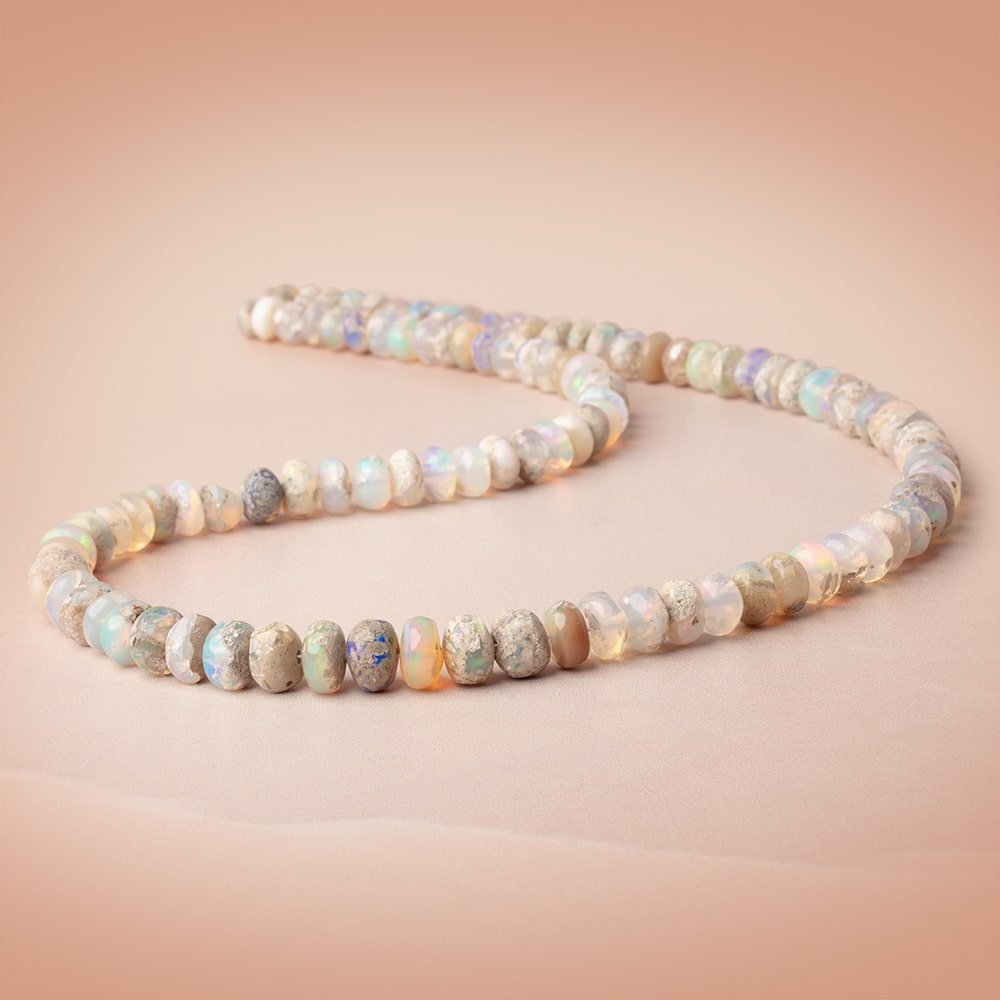 5-8mm Ethiopian Opal with Matrix Plain Rondelle 17.25 inch 75 Beads AA
