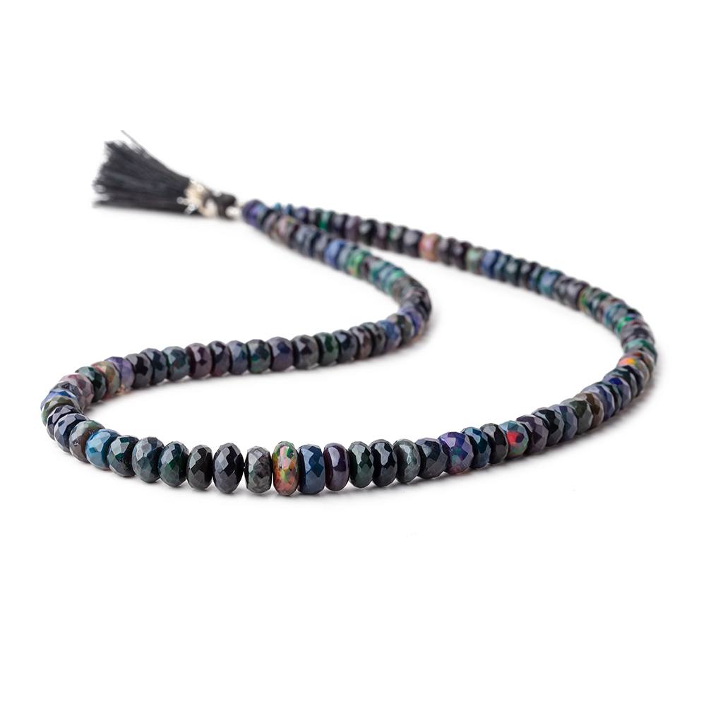 5-8mm Ethiopian Wollo Black Opal faceted rondelles 16 inch 110 pieces AA