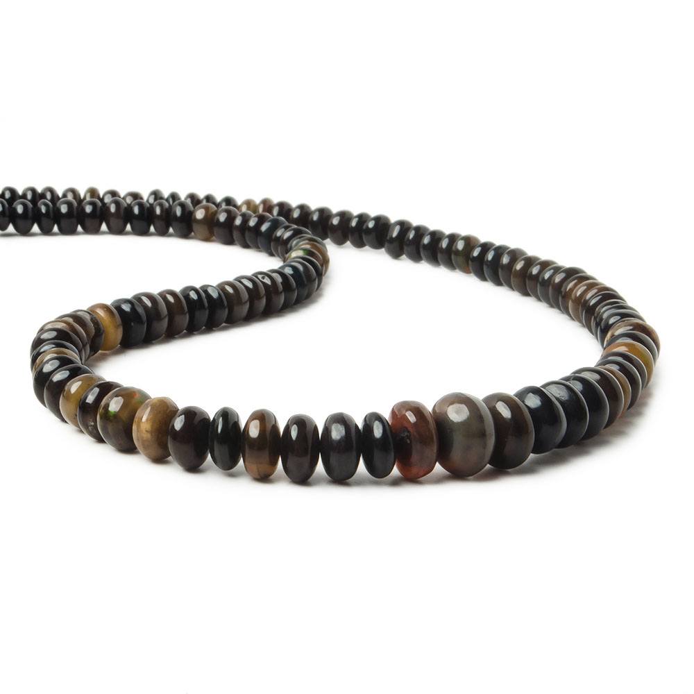 5-9mm Black Ethiopian Opal Plain Rondelle Beads 17.5 inch 130 pieces