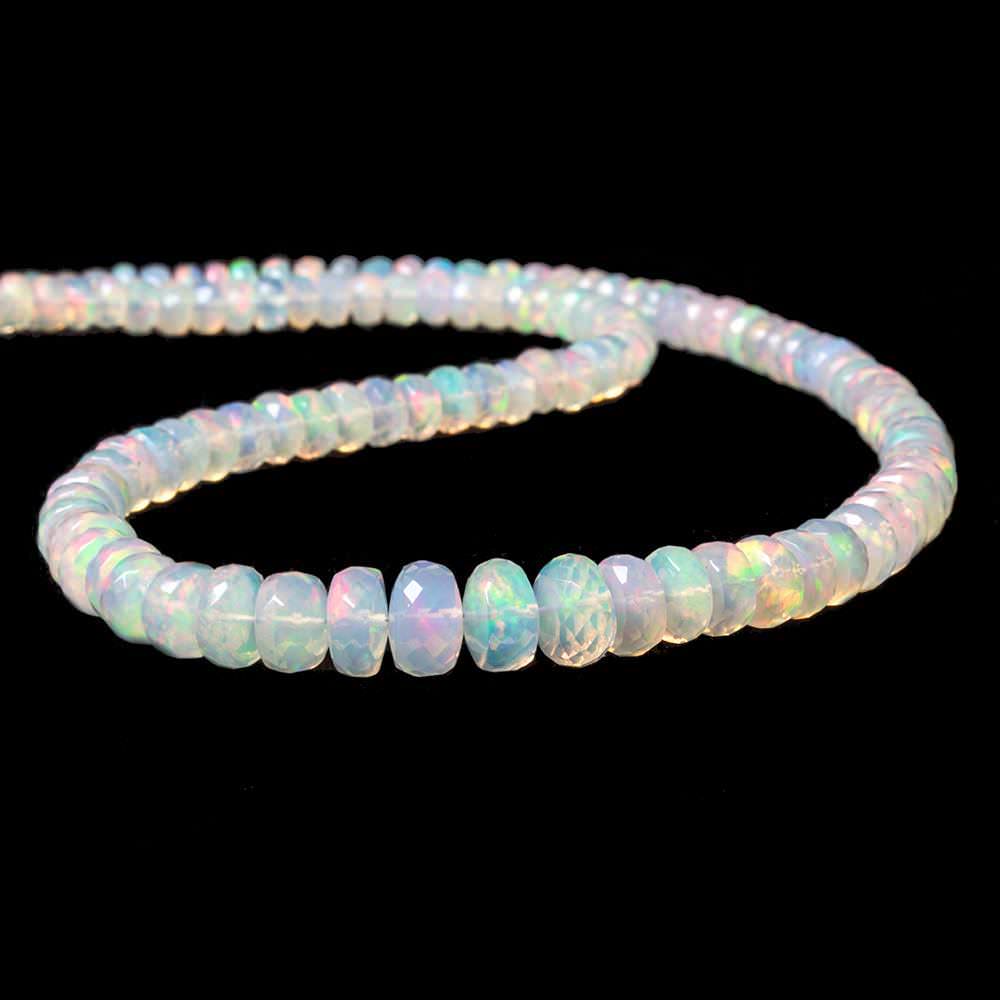 5 - 9mm Colorless Ethiopian Opal Faceted Rondelle Beads 118 pieces AAA Grade