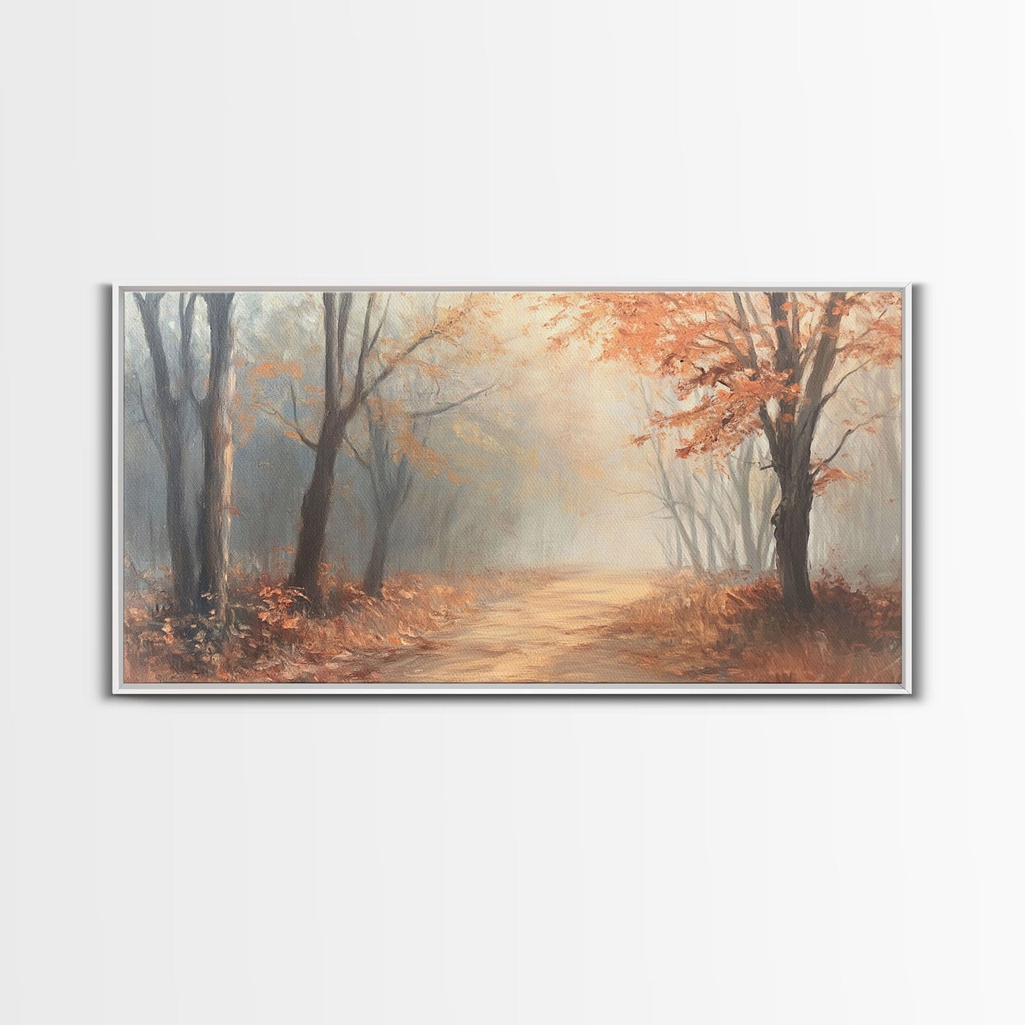 Path Through The Fall Forest, Framed Canvas Print, Winter Wonderland Decor, Perfect Wall Art and Gift Idea
