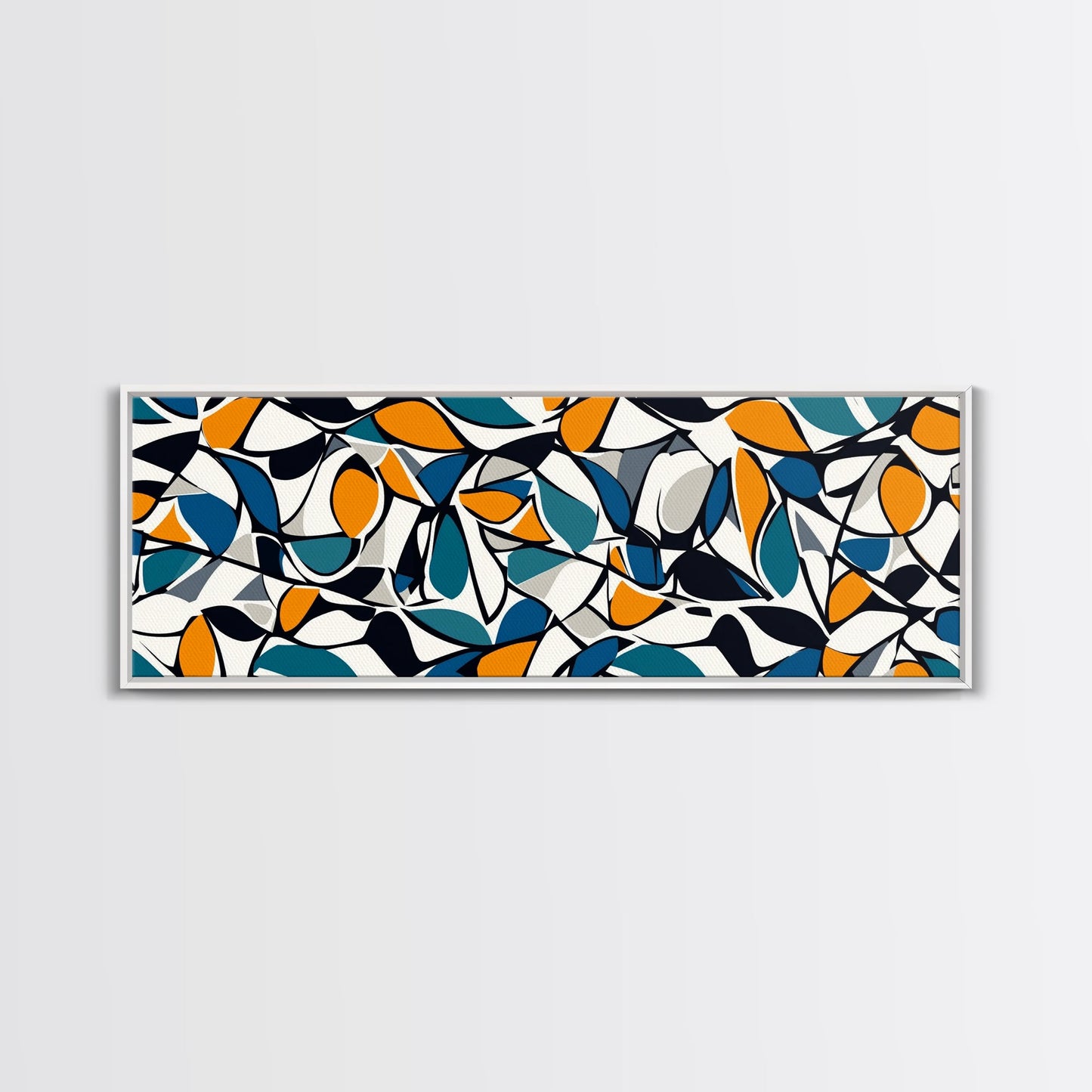 Mid Century Modern Art - Floral Abstract Pattern - Panoramic Canvas Print - Retro Loft Art - Large Wall Art - Geometric Abstract Art