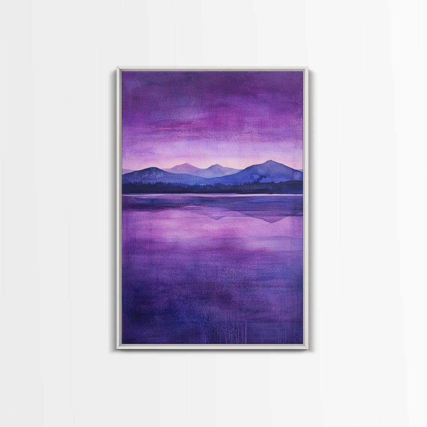 Purple and Lavender Landscape Painting Print, Reflections, Original Watercolor Painting Print, Custom Painting, Living Room Wall Art