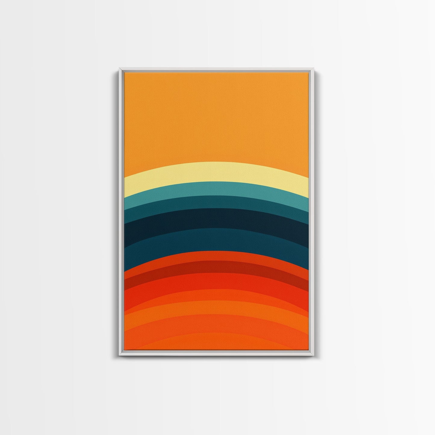 Shades Of The Sun Gradient Painting Print, Wood Framed Canvas, Minimalist Wall Art, Art Deco Inspired Living Room Decor