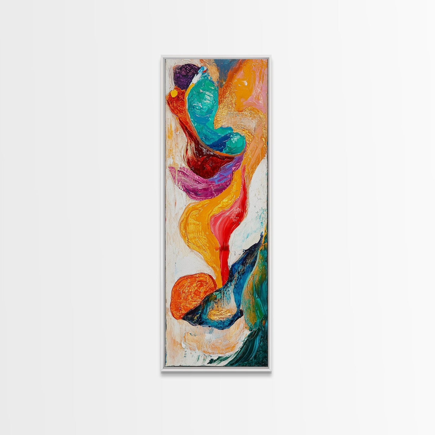 Fiery Abstract, Color Explosion, Dynamic Painting, Framed Canvas Print, pink orange wall art, bold abstract art, modern art, vibrant art
