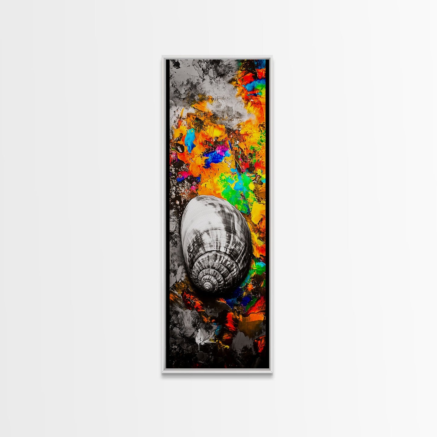 Colorful Shell, Abstract Art, Bold Texture, Canvas Print, Coastal Wall Art, Boho Beach Decor, Eclectic Home Art, Vibrant Nature Painting