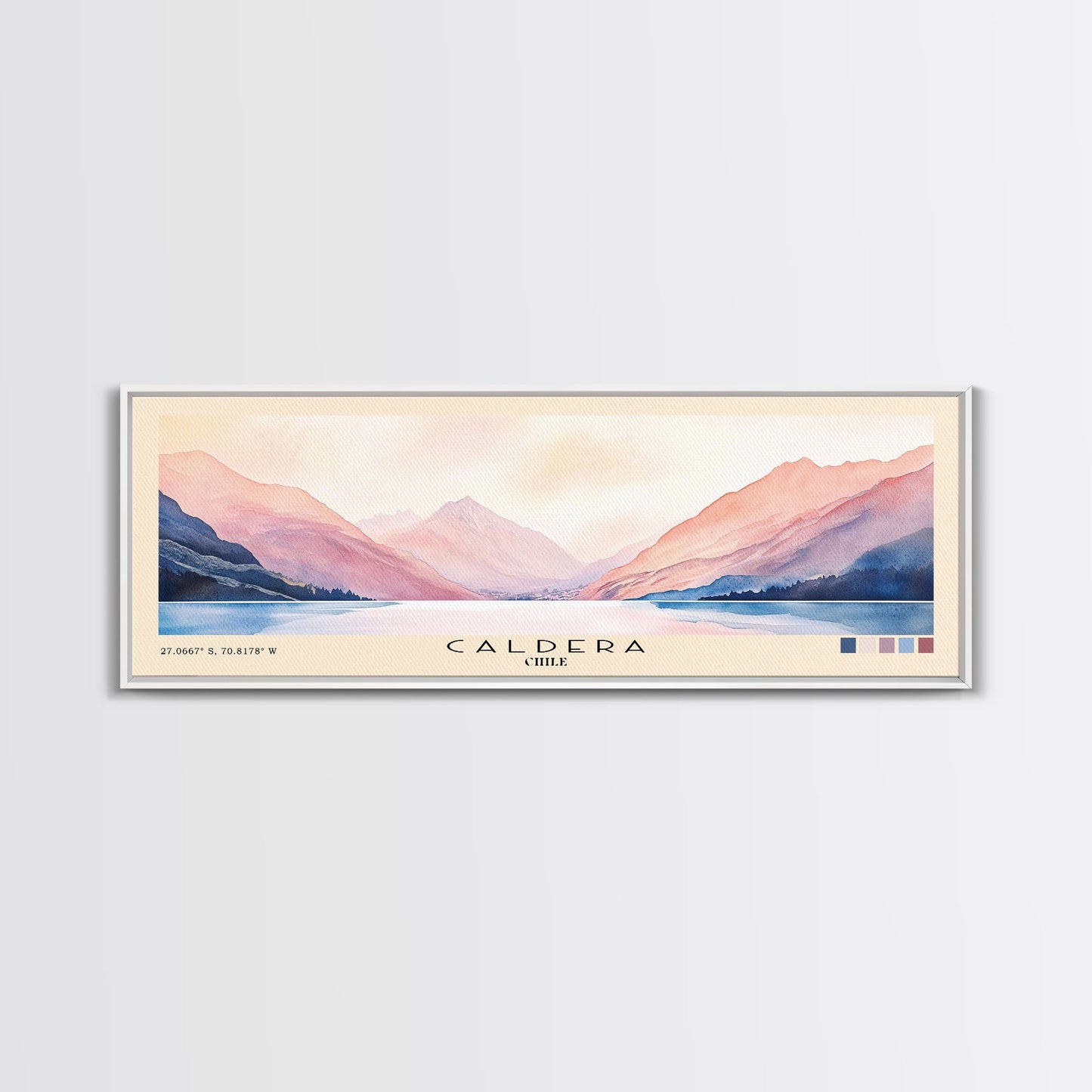 Caldera, Chile Watercolor Print, Vacation Gift, Chile Wall Art, Beach Painting, Beach Decor, Large Wall Art, Wood Frame Art