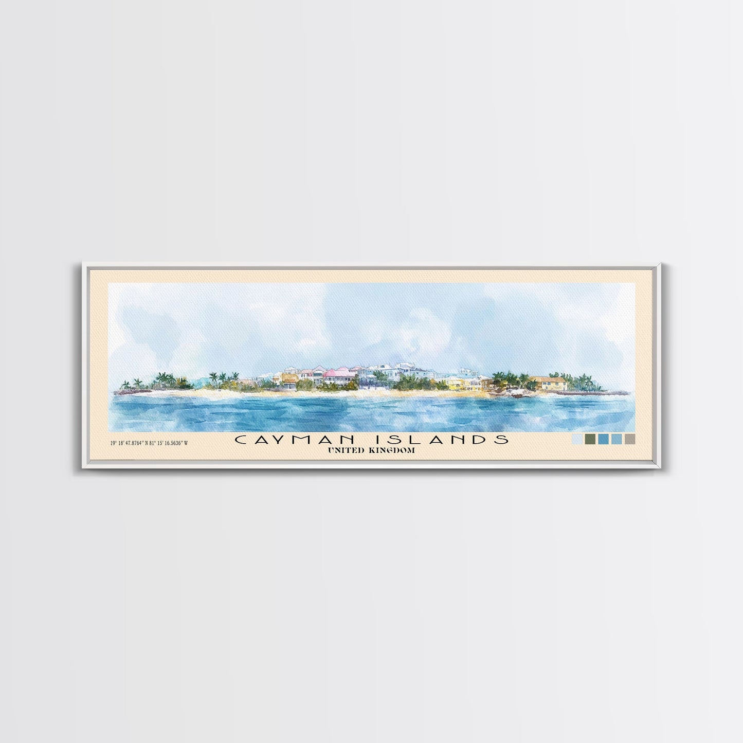 Cayman Islands, United Kingdom Watercolor Beach Print, Vacation Gift, United Kingdom Wall Art, Beach Painting, Beach Decor, Beach Painting