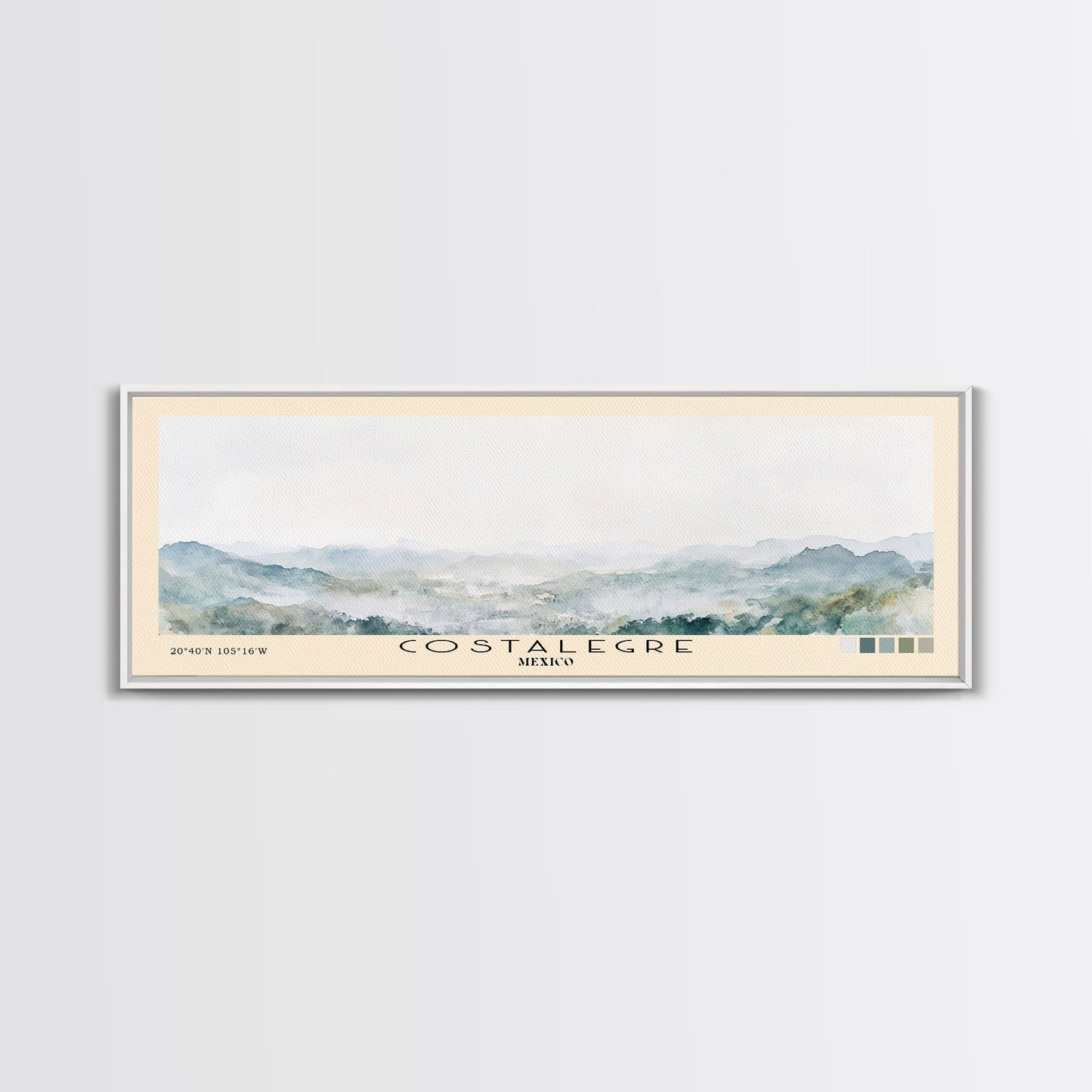 Costalegre, Mexico Watercolor Print, Vacation Gift, Mexico Wall Art, Beach Painting, Beach Decor, Large Wall Art, Wood Frame Art