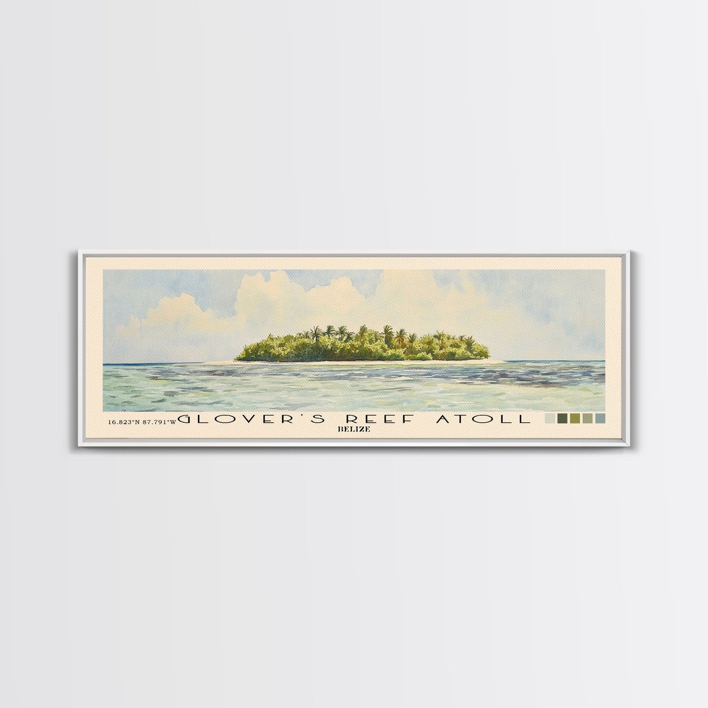 Glover’s Reef Atoll, Belize Watercolor Beach Print, Vacation Gift, Belize Wall Art, Beach Painting, Beach Decor, Beach Painting