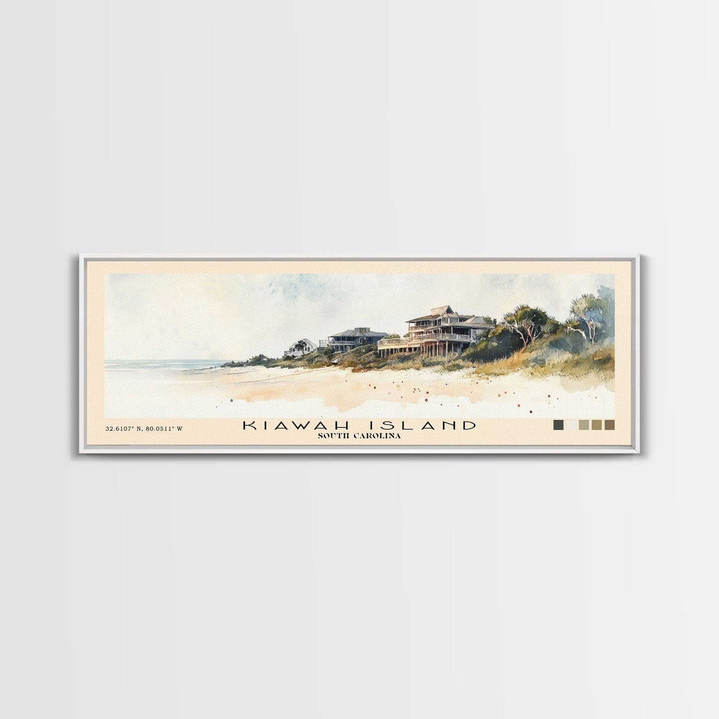 Kiawah Island, South Carolina Watercolor Print, Vacation Gift, South Carolina Wall Art, Beach Painting, Beach Decor, Large Wall Art, Wood Frame Art