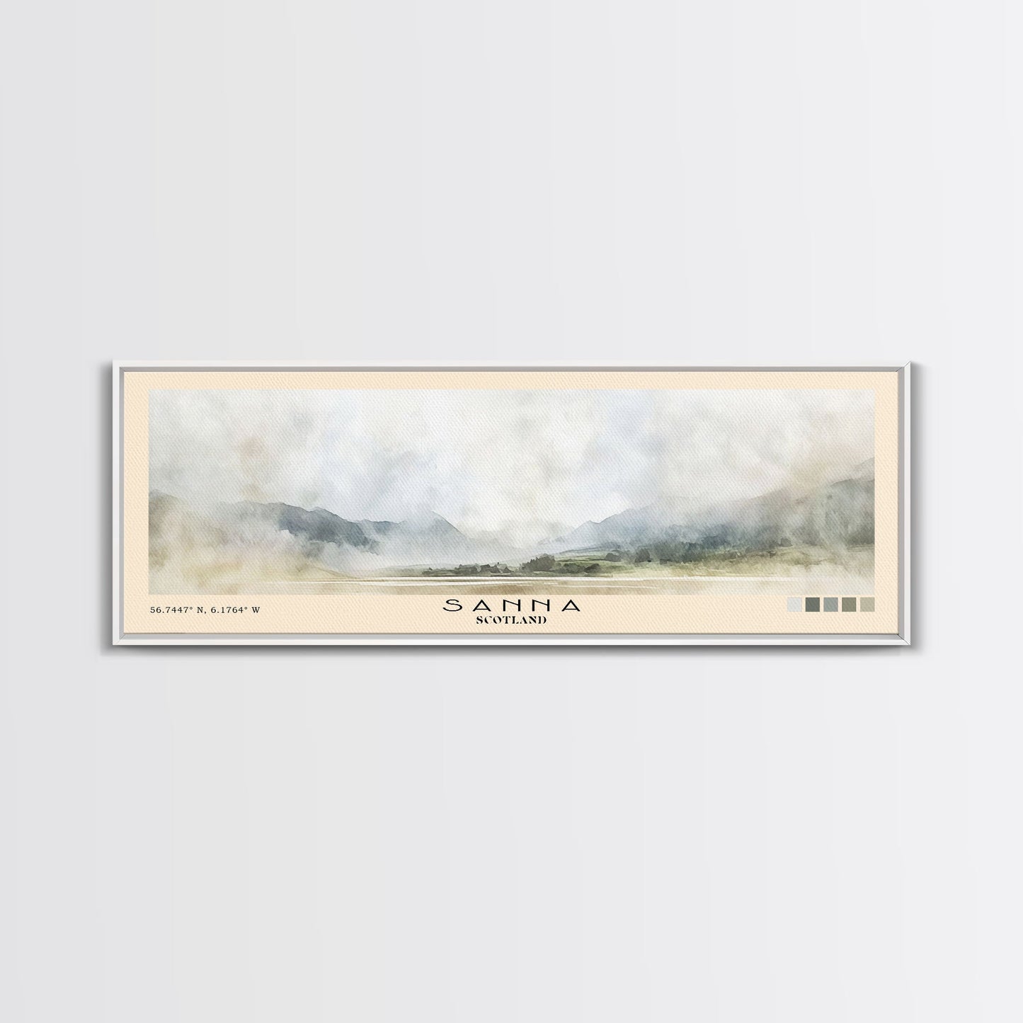 Sanna, Scotland Watercolor Print, Vacation Gift, Scotland Wall Art, Beach Painting, Beach Decor, Large Wall Art, Wood Frame Art