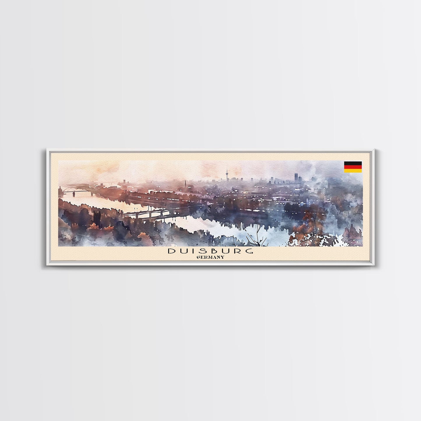 Duisburg Germany Wall Art, Panoramic Travel Poster, Panoramic Framed Canvas Print, City Wall Art, Wall Hanging Home Decor, Travel Art