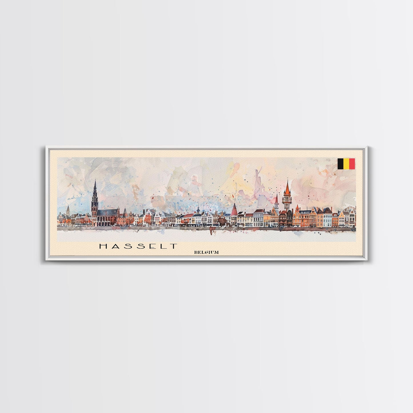 Hasselt Belgium Wall Art, Panoramic Travel Poster, Panoramic Framed Canvas Print, City Wall Art, Wall Hanging Home Decor, Travel Art