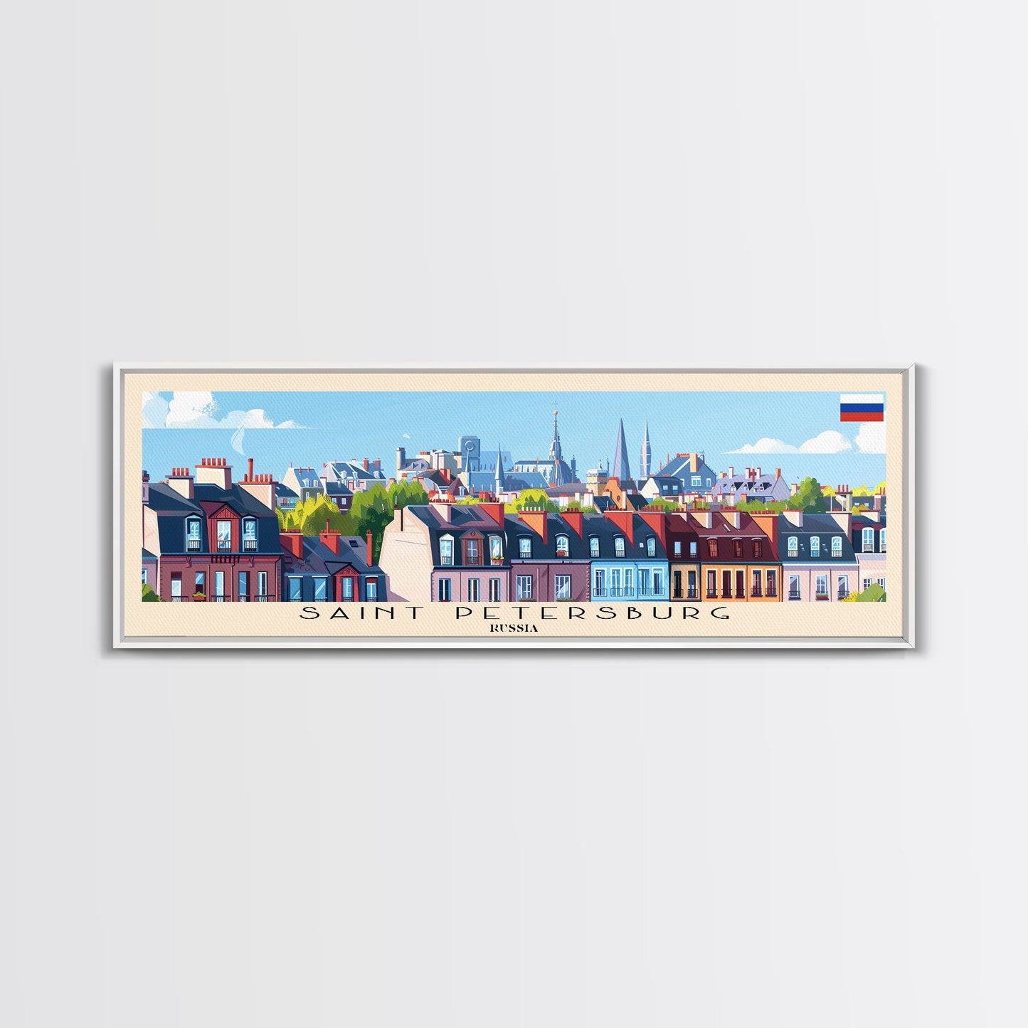 Saint Petersburg Russia Travel Art, City Art, Framed Canvas Print or Metal Wall Art, Europe Travel Poster, Panoramic Wall Art, Extra Wide Wall Art
