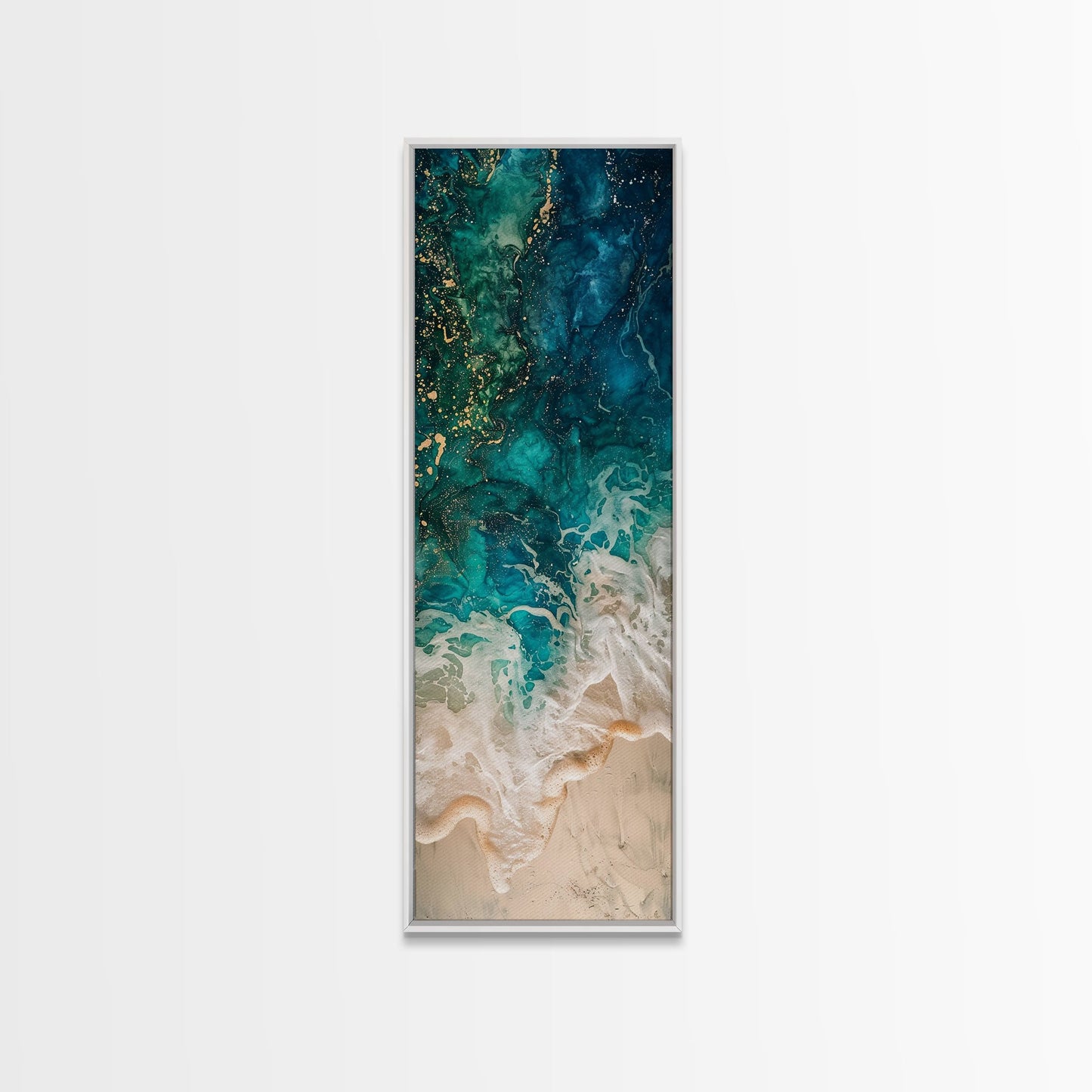 Abstract Ocean Waves Art - Framed Canvas Print, Farmhouse Art, Boho Art, Skinny Art, Tall Art, Living Room Decor, Coastal Wall Art for Home Decor