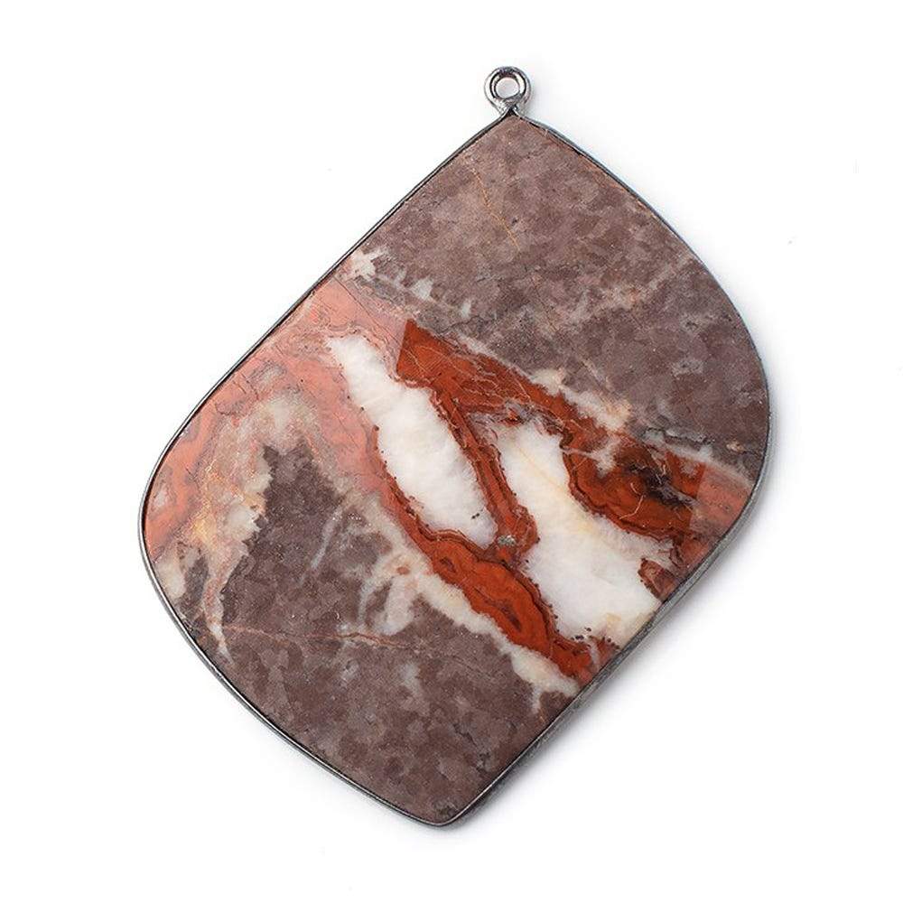 53x44mm Black Gold Bezeled Banded Jasper Freeform 1 Piece