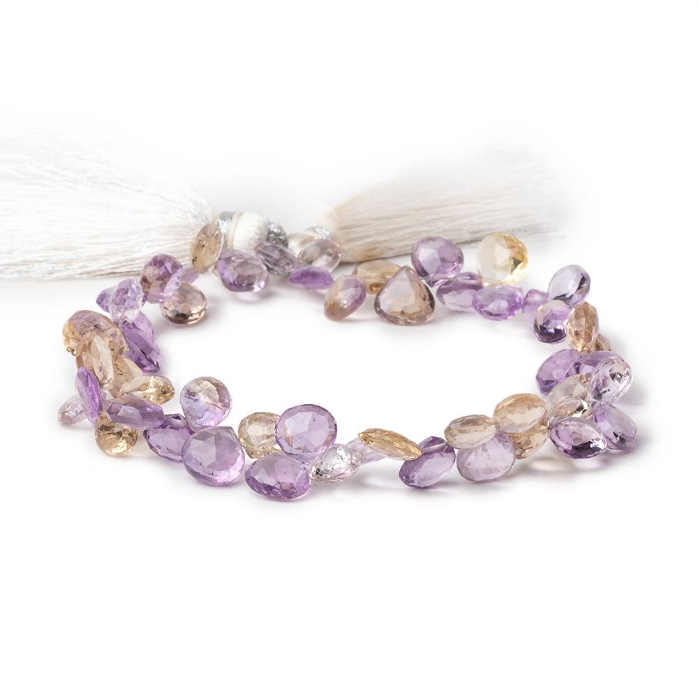 5.5-6.5mm Ametrine Faceted Heart Beads 8 inch 55 pieces