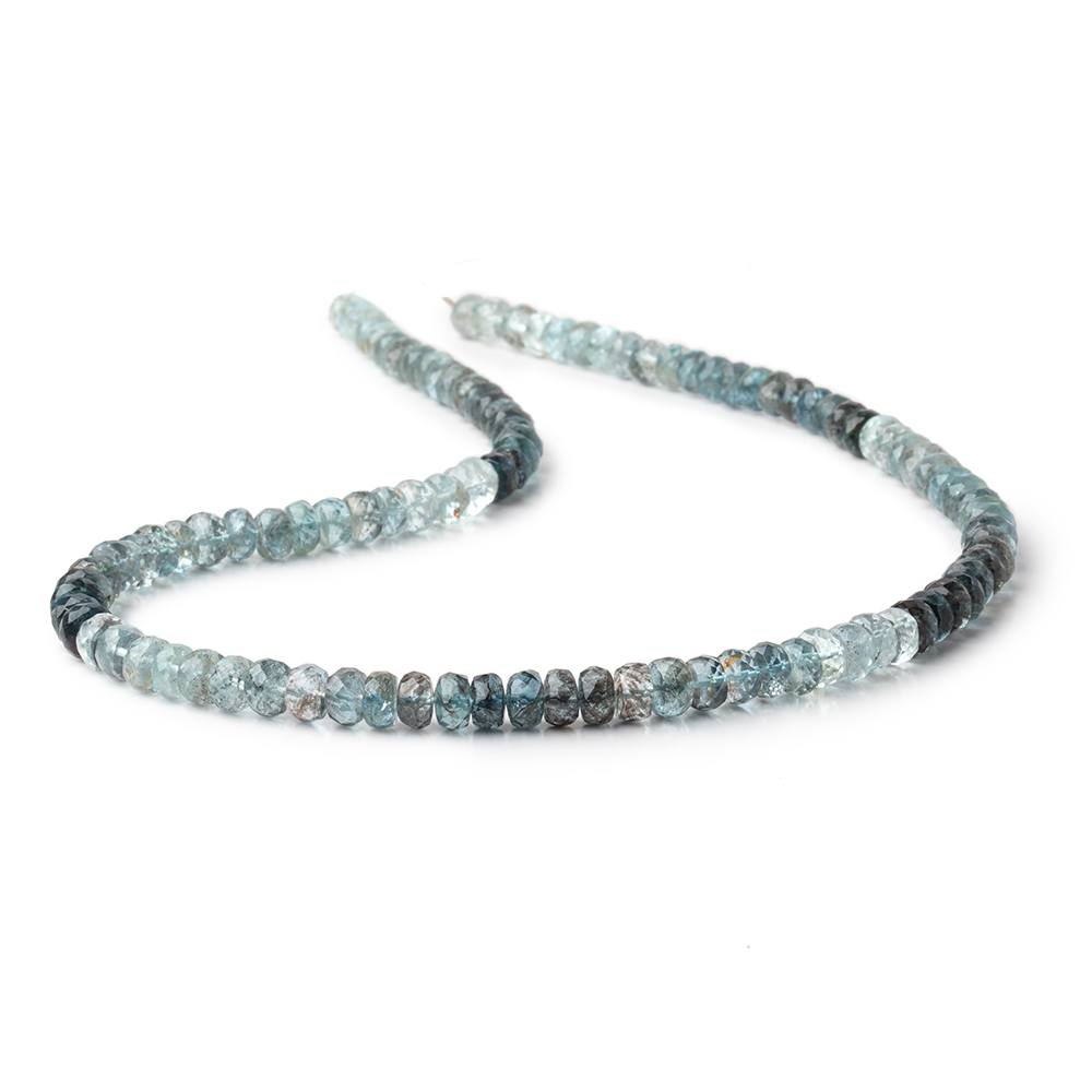 5.5-6.5mm Shaded Moss Aquamarine Faceted Rondelle Beads 16 inch 103 pieces AAA