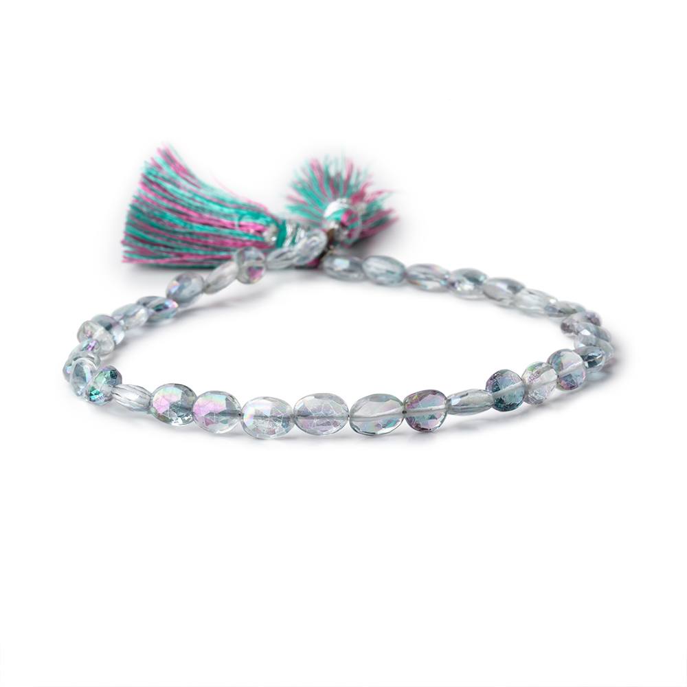 5.5-6mm Mystic Grey Topaz Faceted Oval Beads 8 inch 34 pieces