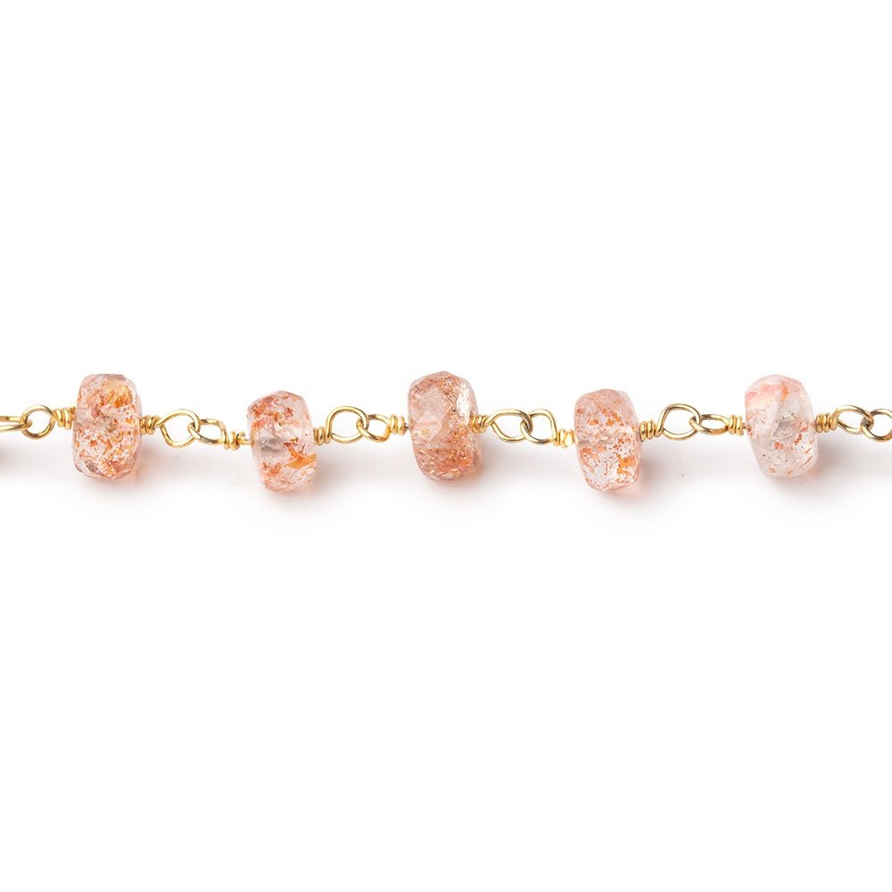 5.5mm Lepidocrocite Faceted Rondelles on Vermeil Chain