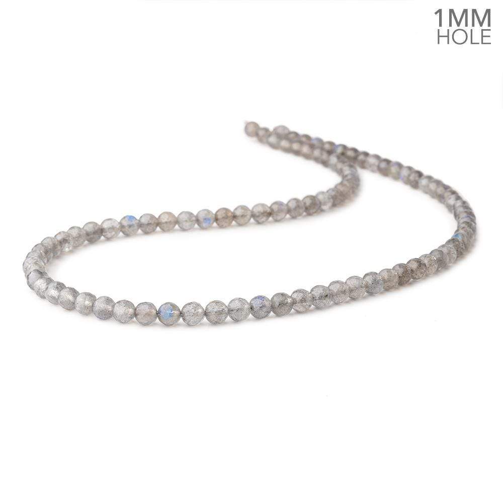 5.5mm Neon Blue flash Labradorite Faceted Rounds 18 inch 88 pieces 1mm Hole