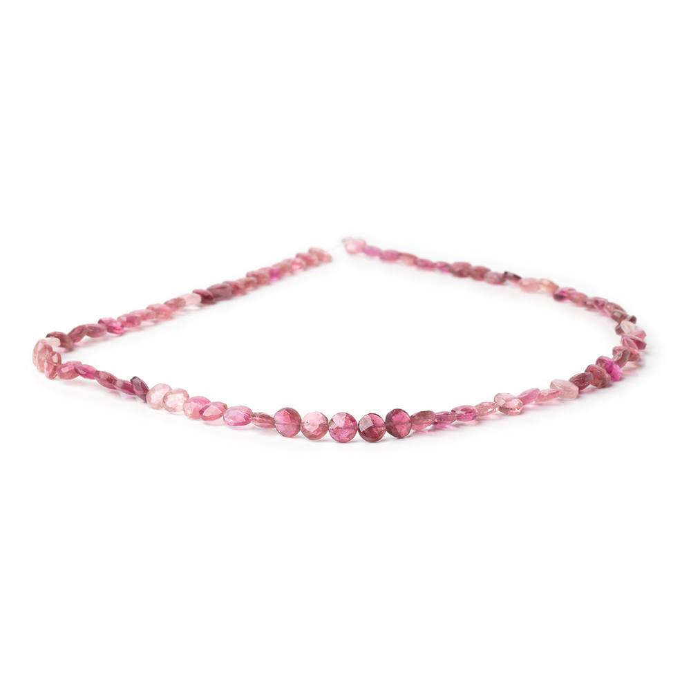 5.5mm Pink Tourmaline Faceted Coin Beads 16 inch 75 pieces AA