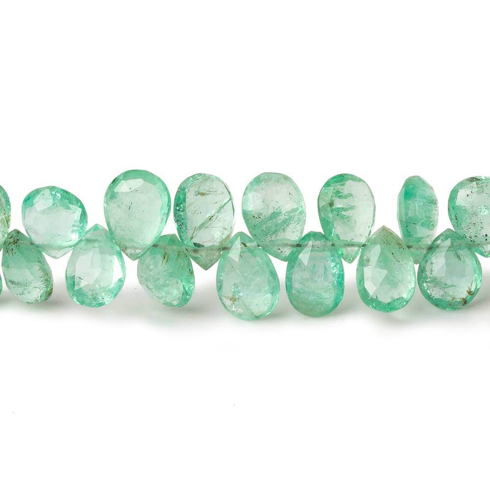 5.5x4-8x5mm Emerald Faceted Pear Beads 8 inch 70 pieces AA